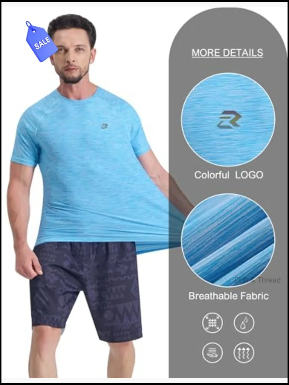 Men's UPF 50+ Rash Guard Quick Dry Sun Protection Swim Shirt Tee